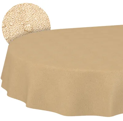 Tischdecke 140x200cm Oval Beige DanceDirty abwaschbar Leinenoptik wetterfest Falschuni, Hauptbild