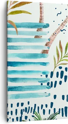 Produktbild von Bild auf Leinwand - Leinwandbild - Aquarell palme tropisch boot - 45x80cm - Wand Bild - Wanddeko - Leinwanddruck - Bilder - Kunstdruck - Wanddekoration - Leinwand bilder - Wandkunst - PA45x80-2956