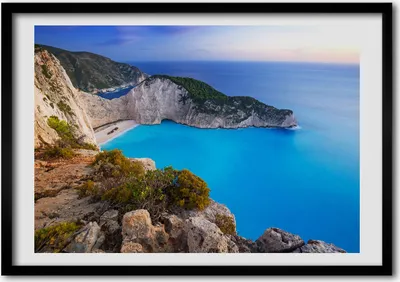 Produktbild von Bild - Bilderrahmen - 100 cm x 70 cm - MDF - Rahmen - Foto - Wandkunst Zakynthos Griechenland