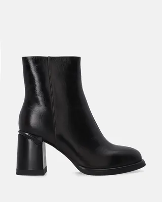 Produktbild von VENEZIA Damen Stiefeletten Ankle Boots Winterstiefel - Braune Damen-Ankle-Boots aus Leder mit Blockabsatz aus Echtes Leder Schwarz Größe 41