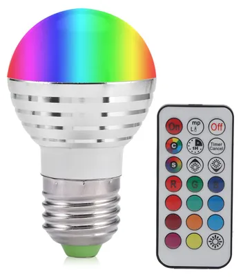 RGB LED Kerzenlampe E27 3W mit Fernbedienung, 16 Farben