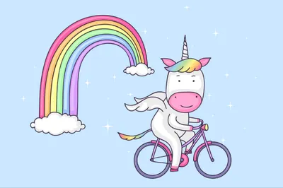 Produktbild von Muralo Fototapete Kinderzimmer 254 (B) x 184 (H) cm Vlies Tapete Wandtapeten Einhorn Fahrrad Regenbogen Kinderwelt Jugend moderne Wandbilder XXL Kinder Wand Dekoration