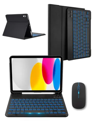 Produktbild von Tastaturhülle mit für 11 2025 A3354 A3355 A3356 10 2022 A2696 A2757 A2777 Schutzhülle kabelloser A16 11 Gen 10 Gen und 11 Schwarz Beleuchtet + Maus