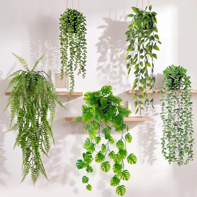 Image de Plantes suspendues artificielles avec pot - Lot de 5 - Plantes décoratives artificielles pour l'intérieur