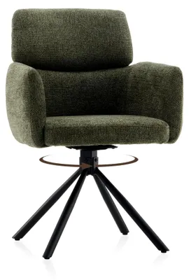 Produktbild von Drehbare Esszimmerstühle Set, 360° Drehbarer Schreibtischstuhl, Chenille Bürostuhl, Esszimmerstuhl Küchenstuhl Polsterstuhl, Sessel für Esszimmer (Grün)