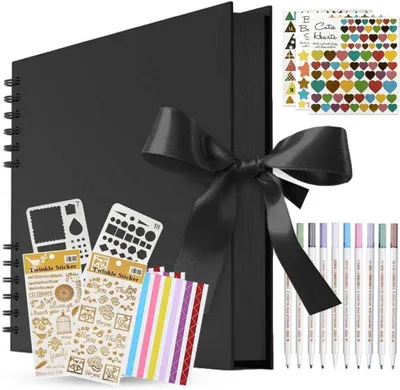 Produktbild von Fotoalbum Selbstgestalten Schwarz 80 Seiten 28.5x21cm - DIY Gästebuch Erinnerungsbuch