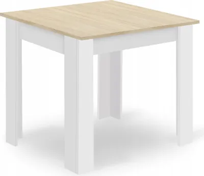 Produktbild von Quadratischer Tisch - 80 x 80 cm - Eiche Sonoma, Weiße Beine - Modernes Design