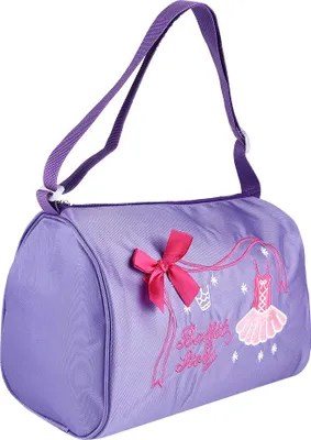 Imagen del producto de Bolso de ballet para niñas, bordado, color lila, ideal para danza, deportes y natación, con correa ajustable