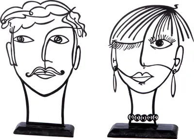 Obrázek produktu pro Gilde stojací reliéf, obličej, „Modern Art“, kov, černý, délka 5,5 cm, šířka 18 cm, výška 26 cm 51407 4063387514078 2 kusy (2 různé vzory)