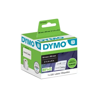 Image de Rouleau d'étiquettes Dymo 99014 54 x 101 mm LabelWriter™ blanc noir (6 pièces)