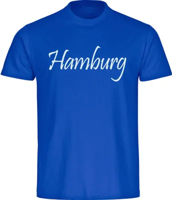 Produktbild von multifanshop Herren T-Shirt - Hamburg - Schriftzug, blau, Größe L
