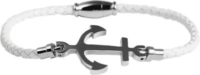 Produktbild von Akzent Geflochtenes Armband aus Echtleder und Edelstahl in Weiß