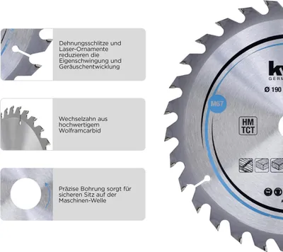 Produktbild von kwb Kreissägeblatt 210 x 30 mm, für Weich- und Hartholz, Tischlerplatten, Spanplatten