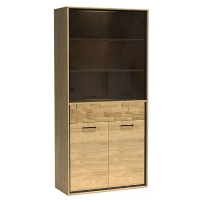 Produktbild von Geräumige GINETTE Vitrine – Hickory, Walnuss / Eiche