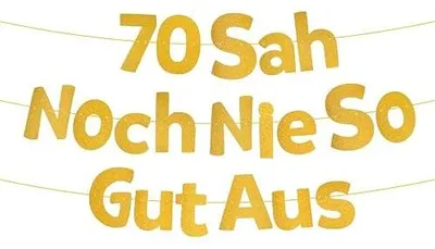 Zdjęcie produktu dla Baner złoty brokatowy 70 urodziny dekoracja na imprezę urodzinową