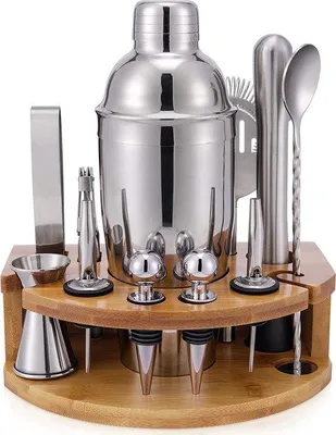 Produktbild von Famanu Cocktailset mit Bambusständer - 12-teilig