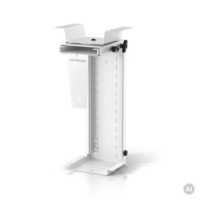 Produktbild von Verstellbare PC-Halterung für unter den Schreibtisch, aus Metall, weiß: PC HOLDER