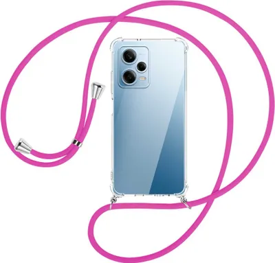 Produktbild von Handykette Backcover-Schutzhülle mit Band (Metall silberfarben) für Xiaomi Redmi Note 12 Pro (6.67'') - hot pink