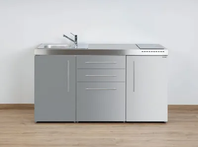 Produktbild von Stengel Miniküche Premiumline MP 160 Edelstahl mit Kühlschrank und Induktionskochfeld