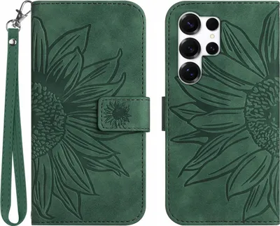 Produktbild von Samsung Galaxy S26 Ultra Hülle - Coverup Sonnenblume Klapphülle mit Schlüsselband - Grün