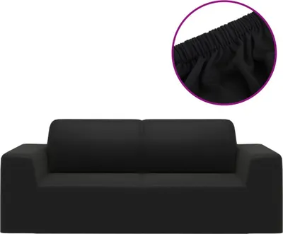 Obrázok produktu pre vidaXL Strečový poťah na 2-miestnu pohovku Black Polyester Jersey