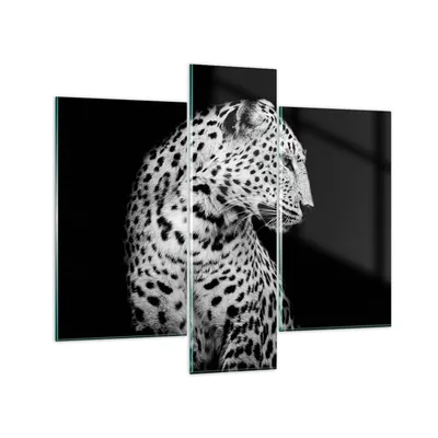 Produktbild von Bilder auf glas - 3 Teile - Leopard Panther Katze - 95x80cm - Glasbilder - Wandbilder - Bilder - zum Aufhängen bereit - Wanddekoration aus Glas - Glas Bilder - Wandbild auf Glas - GCB95x80-4919