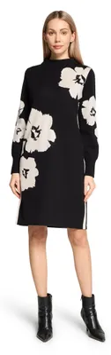 Productafbeelding van Betty Barclay dames tricotjurk met opstaande kraag, maat 46, zwart/crème (patchwork)