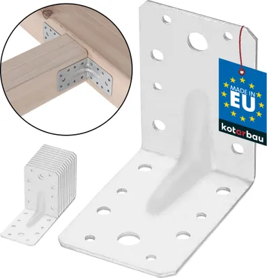Produktbild von KOTARBAU® 12 Stk. Winkelverbinder 90x90x65mm verzinkter Stahl mit Sicke Metallwinkel 90 Grad Silber Holzverbinder Schwerlastwinkel Holzwinkelverbinder