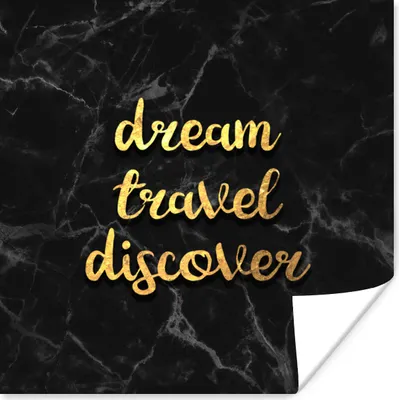Produktbild von MuchoWow® Poster Zitat - Reisen - Gold - Marmor 75x75 cm - Wand Dekoration