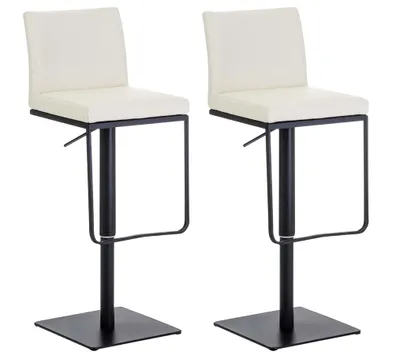 Produktbild von CLP 2er Set Barhocker Panama Kunstlederbezug drehbar höhenverstellbar bis 240 kg | Farbe creme Gestell Farbe schwarz