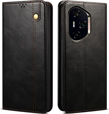 Obrázek produktu pro Pouzdro pro Honor 400 kožené flip pouzdro peněženka s funkcí stojánku černé