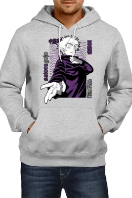Produktbild von Herren Kapuzenpullover Japan Manga Comics Anime Jujutsu Anime Manga Kaisen Satoru Gojo 02 Var-045- Gojo 02, Man L / Grau