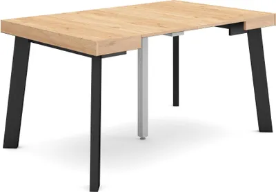 Produktbild von Ausziehbarertisch, 140x90x73cm, Für 6 Gäste, Hölzerne Beine, Eiche Schwarz