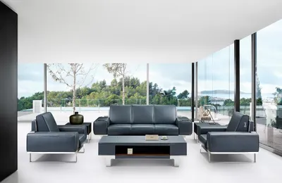 Produktbild von Großer schwarzer Leder-Couchtisch im modernen Design