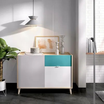 Image de Ascot - Buffet, 105x43x75 cm blanc, un tiroir