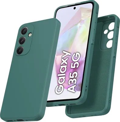Image de Etui pour Samsung Galaxy A35 Etui en silicone liquide souple, antichoc en caoutchouc Vert nuit