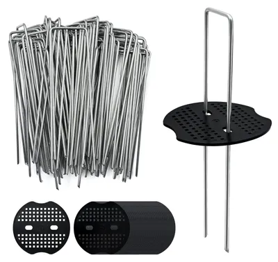 Immagine prodotto di Picchetti da giardino, 80 pezzi - Pali a forma di U - Resistenti - Zincati - Anelli di fissaggio - Materiale durevole - Pali per il giardino
