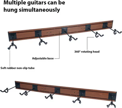 Produktbild von E-Gitarrenständer aus Aluminiumlegierung für 5 Gitarren, verstellbare Hakenposition, Wandhalterung für Mandoline, Bass, Banjo, Ukulele
