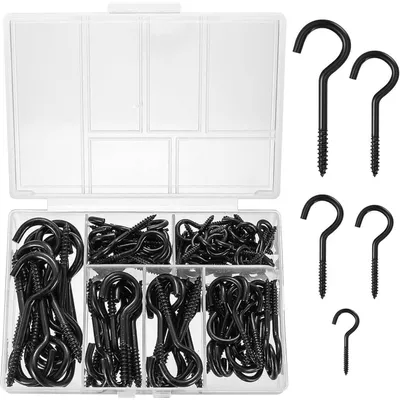 Produktbild von Schraubhaken Set 115 Stück mit Holzgewinde für Decke und Wand, Metall, verschiedene Größen