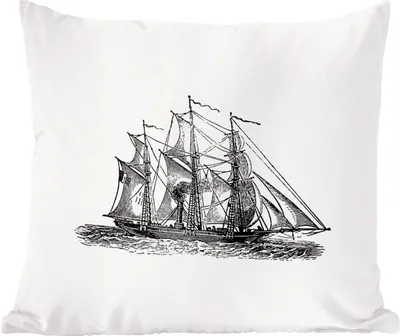 Produktbild von MuchoWow® Zierkissen Sofakissen Wohnzimmer Dekokissen 50x50 cm Vintage - Boot - Schiff - Komfort - Sofakissen