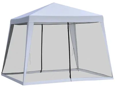 Image de Pavillon de jardin, 3 x 3 mètres, polyester hydrofuge 160 g/m², hauteur de passage : 198 cm, structure métallique thermolaquée, moustiquaires incluses