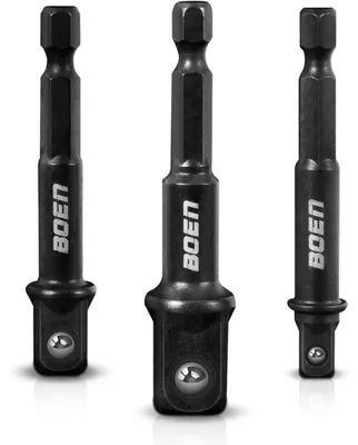 Produktbild von Stecknuss Adapter Set 3-teilig 1/4", 3/8", 1/2" Schwarz für Bohrmaschine