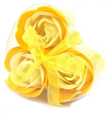 Produktbild von Seife Blumen Gelbe Rose Herz 3pcs