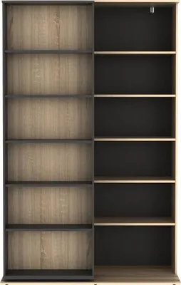 Produktbild von Bücherregal mit Schiebeelement - Holzfarben & Anthrazit - PRALI