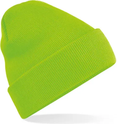 Image de Beechfield B45 | Original Cuffed Beanie Bonnet d'hiver - Couleur : Vert Fluorescent - Taille : One Size