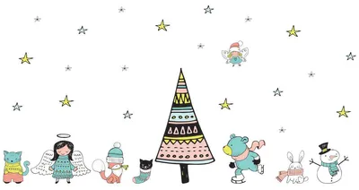 Produktbild von Bezaubernde skandinavische Weihnachtsaufkleber – Selbstklebende Weihnachtsaufkleber – Festliche Dekoration – 180 x 120 cm