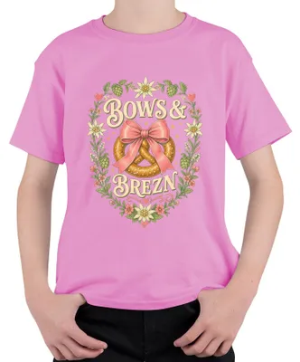 Zdjęcie produktu dla Bows & Brezn: Strój festiwalowy , damska sukienka (Dirndl), spodnie skórzane (Lederhose) dla dzieci, koszulka, różowa, rozmiar 104