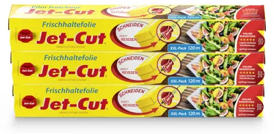 Image de Film alimentaire Jet-Cut, pack économique de 3 rouleaux, dimensions : 120 m x 30 cm, avec coupe-film intégré