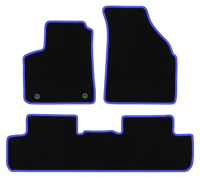 Produktbild von Fußmatten Automatten Velours Schwarz/Blau für Daewoo Tacuma 2000-2011 Set 3-tlg