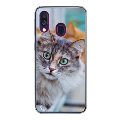 Produktbild von MuchoWow® Handyhülle Schutzhülle Hülle für Samsung Galaxy A40 Katze - Fenster - Katzen Silikon Softcase Handy Hülle - Handy-Tasche